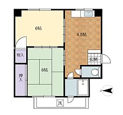 第2唯間ビル 2DKの間取図画像