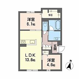 プライムフェルトII 2LDKの間取図画像