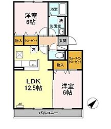 アムール祇園 2LDKの間取図画像