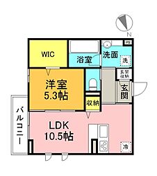 D-ROOM中筋2 1LDKの間取図画像