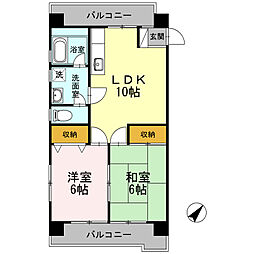 川本ビル 2LDKの間取図画像