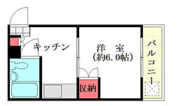 サムソン都町 1Kの間取図画像