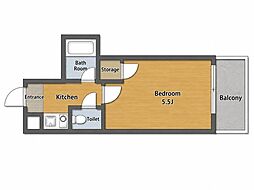 スタープラザ三篠 1Kの間取図画像