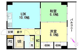 アヴァンセ中筋 2DKの間取図画像