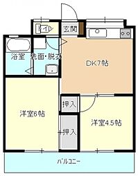 岡村ビル 2DKの間取図画像