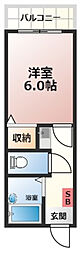 クレスト古市橋 1Kの間取図画像