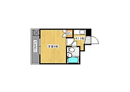 ブルーコート 1Kの間取図画像