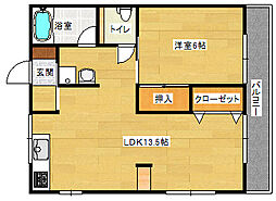尾尻アパート 1LDKの間取図画像