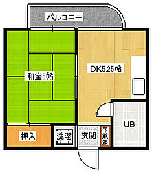 ヴィラ旭 1DKの間取図画像
