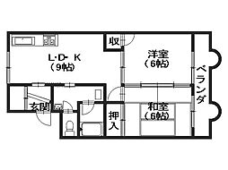 チェリス牛田 2LDKの間取図画像