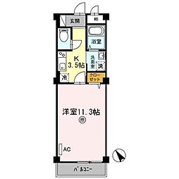 アーバニティあおい祇園 1Kの間取図画像