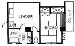 第二田万里ビル 1LDKの間取図画像