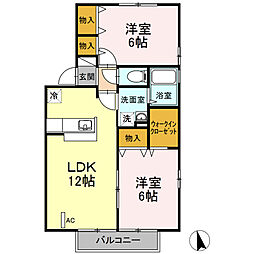 ヴィーブル石田 2LDKの間取図画像