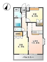 ラルゴ 2LDKの間取図画像