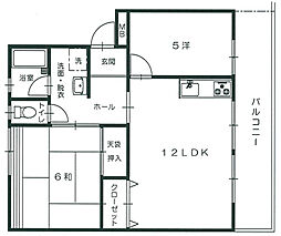 メゾン西山本 2LDKの間取図画像