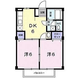コーポ安芸 2DKの間取図画像