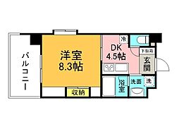 フォーラム牛田-7 1DKの間取図画像