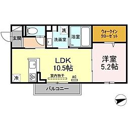 サニーサイド 1LDKの間取図画像