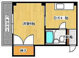 エレガンスビル 1Kの間取図画像