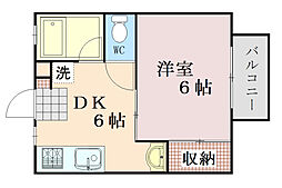 広島高速交通アストラムライン 大町駅 徒歩5分の賃貸アパート 2階1Kの間取り