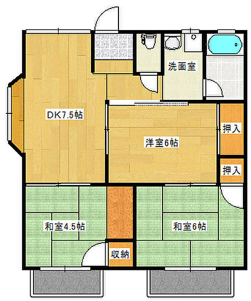 広島県広島市南区仁保新町２丁目(賃貸アパート3DK・1階・54.00㎡)の写真 その2