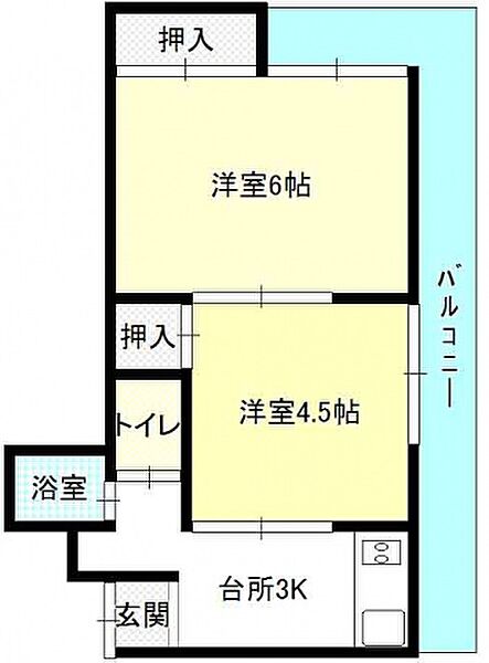 広島県広島市中区舟入幸町(賃貸マンション2K・3階・39.60㎡)の写真 その2