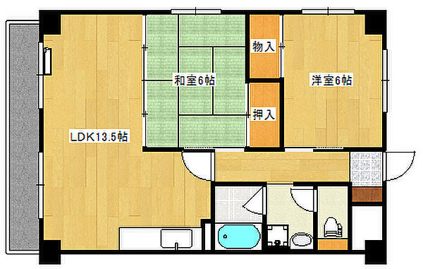 広島県広島市西区己斐本町１丁目(賃貸マンション2LDK・4階・57.95㎡)の写真 その2