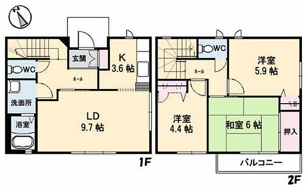 広島県広島市安佐南区中筋２丁目(賃貸テラスハウス3LDK・1階・76.70㎡)の写真 その2