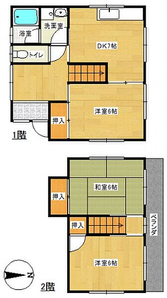 広島県広島市安佐南区西原１丁目(賃貸一戸建3DK・2階・62.10㎡)の写真 その2