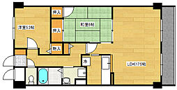 広島電鉄宮島線 古江駅 徒歩13分の賃貸マンション 7階2LDKの間取り