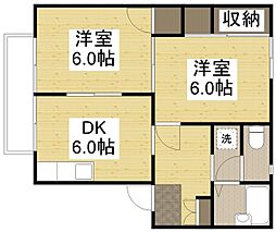 JR芸備線 戸坂駅 徒歩7分の賃貸アパート 1階2DKの間取り