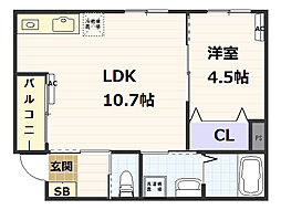 広島電鉄宮島線 井口駅 徒歩7分の賃貸アパート 1階1LDKの間取り