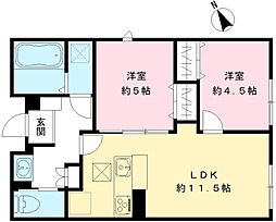 広島電鉄宮島線 東高須駅 徒歩9分の賃貸アパート 1階2LDKの間取り