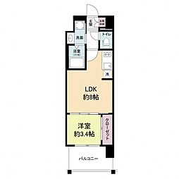 広島電鉄2系統 小網町駅 徒歩3分の賃貸マンション 13階1LDKの間取り