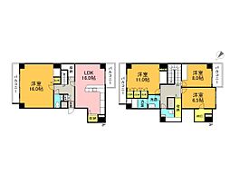 広島電鉄2系統 十日市町駅 徒歩4分の賃貸マンション 2階4LDKの間取り