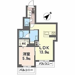 広島電鉄宮島線 高須駅 徒歩8分の賃貸マンション 3階1LDKの間取り