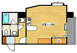 広島電鉄8系統 舟入幸町駅 徒歩14分の賃貸マンション 3階ワンルームの間取り