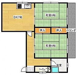 JR可部線 安芸長束駅 徒歩16分の賃貸マンション 4階2LDKの間取り
