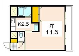 広島電鉄8系統 横川一丁目駅 徒歩7分の賃貸マンション 3階1Kの間取り