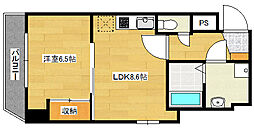 広島電鉄9系統 女学院前駅 徒歩3分の賃貸マンション 4階1LDKの間取り