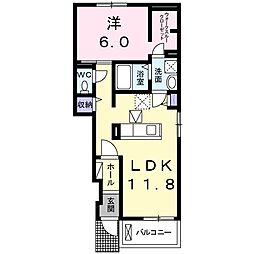 JR芸備線 安芸矢口駅 徒歩13分の賃貸アパート 1階1LDKの間取り