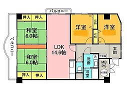 星和地所牛田コーポラスE棟 4LDKの間取図画像