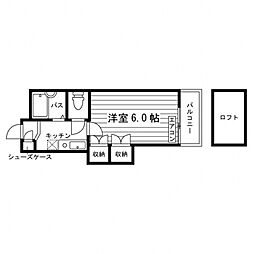 レオパレス広瀬町 2階1Kの間取り