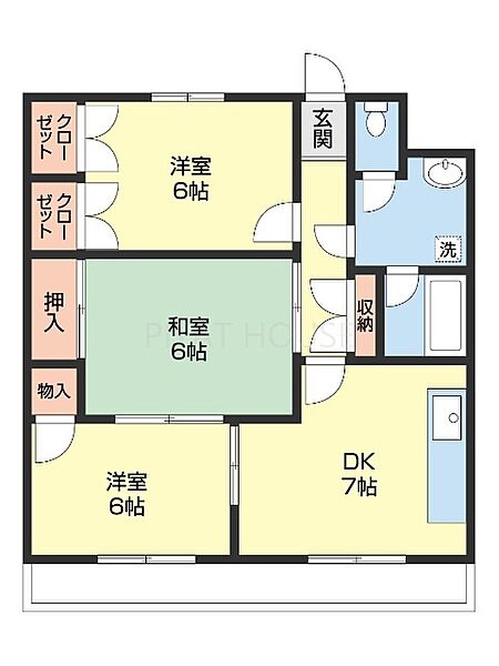 カサ・デありたか 507｜和歌山県和歌山市六十谷(賃貸マンション3DK・5階・62.40㎡)の写真 その2