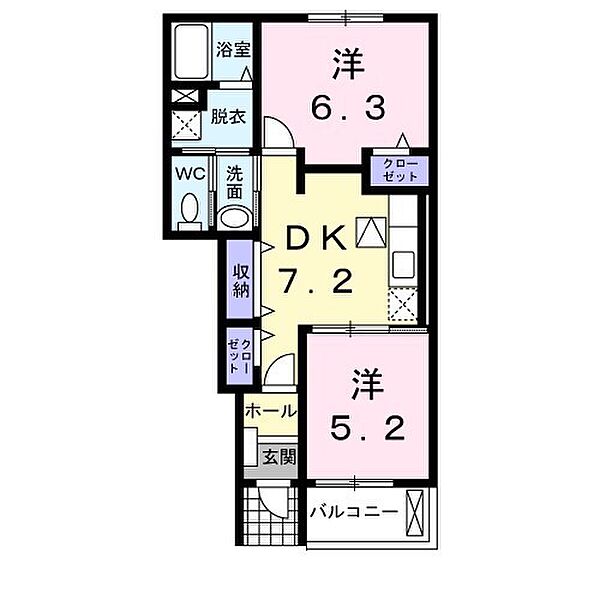 ハウスプリムローズ　II 102｜和歌山県海南市重根(賃貸アパート2DK・1階・46.49㎡)の写真 その2