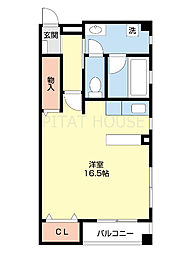 秋桜舎 202 2階ワンルームの間取り