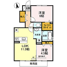 D-room木ノ本 2LDKの間取図画像