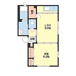 シャーメゾン黒江 1LDKの間取図画像