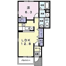 グリーンヒル・ミヤケ2 1LDKの間取図画像