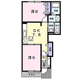 コモド・ピアッツア1 2DKの間取図画像